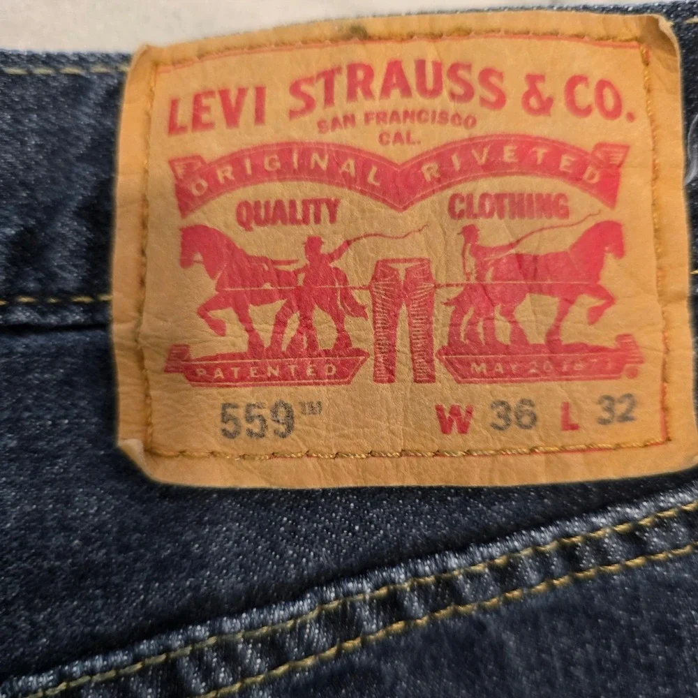 Levis 559 Relaxed Straight Jeans Mens W36 L32 Dark‎ Wash Denim Classic Fit
